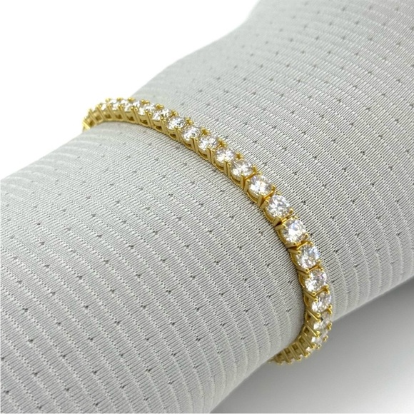 Estate Jewelry - 18K Gold Plated, 14.40CTW Moissanite Tennis Bracelet